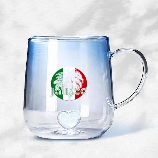 Jalisco Mexico Flag Native Palm Tree Mexican Gradient Glass Mugs