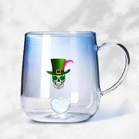 Sugar Skull Saint PatricDay Of Dead Gradient Glass Mugs
