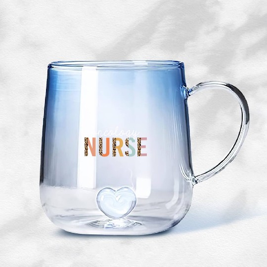 Oncology Nurse Leopard Print Nursing School Gradient Glass Mugs