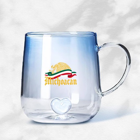 Michoacán Mexico Puro Michoacán Yellow Eagle Flag Gradient Glass Mugs