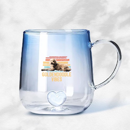 Goldendoodle Vibes Cute Dog Mom Doodle Dog Dad Gradient Glass Mugs