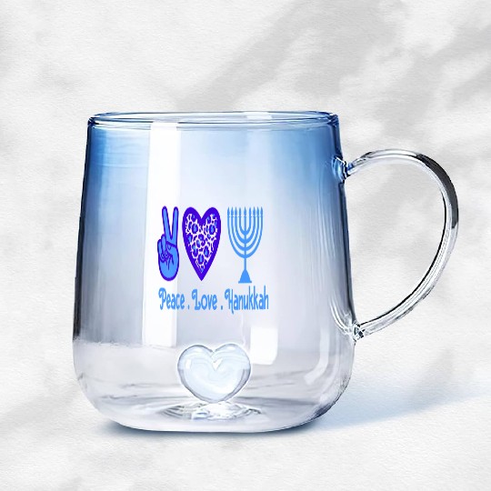 Peace Love Hanukkah 2021 Jewish Menorah Hanukkah C Gradient Glass Mugs