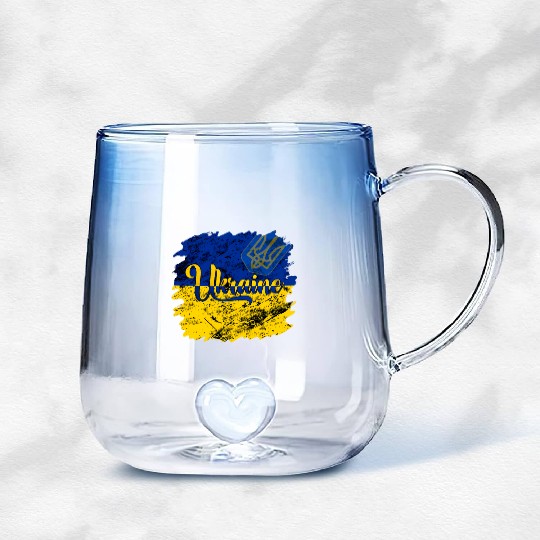 Ukraine Ukrainian Flag I Stand With Ukraine Pride Gradient Glass Mugs