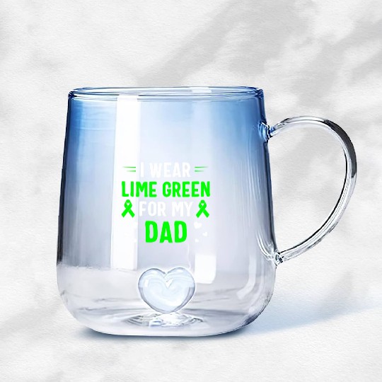 I Wear Lime Green For My Dad Lymphoma Awareness Gradient Glass Mugs