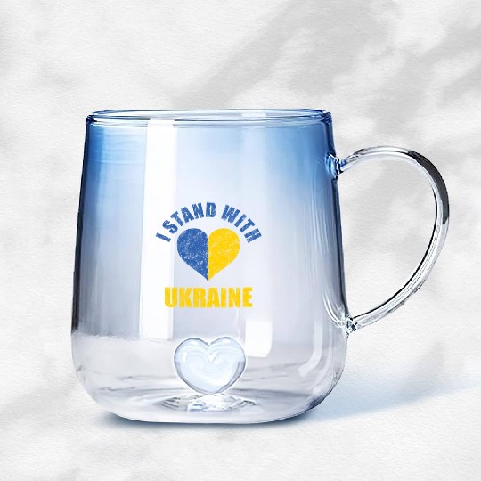 Support Ukraine I Stand With Ukraine Ukrainian Gradient Glass Mugs
