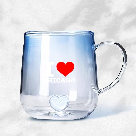 Chicago - I Heart Chicago - I Love Chicago Gradient Glass Mugs