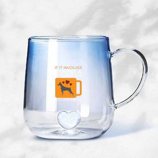 Coffee Doberman Lover Gradient Glass Mugs