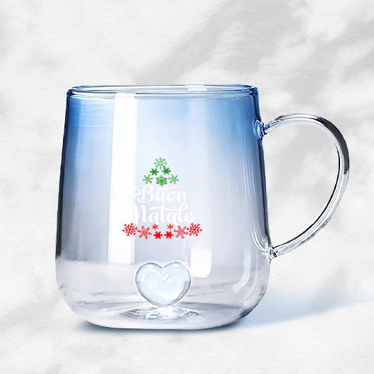 Italian Buon Natale Snowflake Italy Tree Gradient Glass Mugs