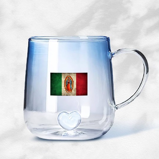 Our Lady Virgen De Guadalupe Mecan Flag Gradient Glass Mugs