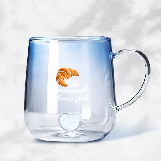 French Croissant Bread Un Croissant S'Il Vous Gradient Glass Mugs