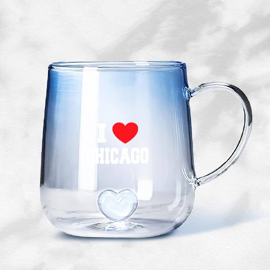 I Love Chicago Gradient Glass Mugs