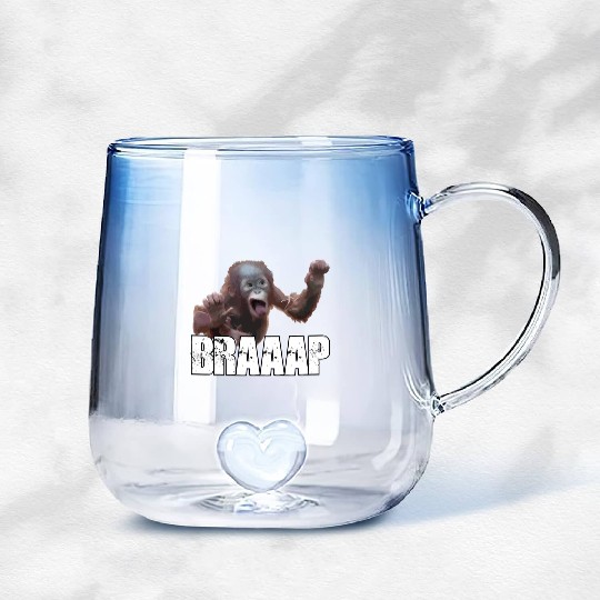 Braaap Monkey Face Riding A Motocross Gradient Glass Mugs