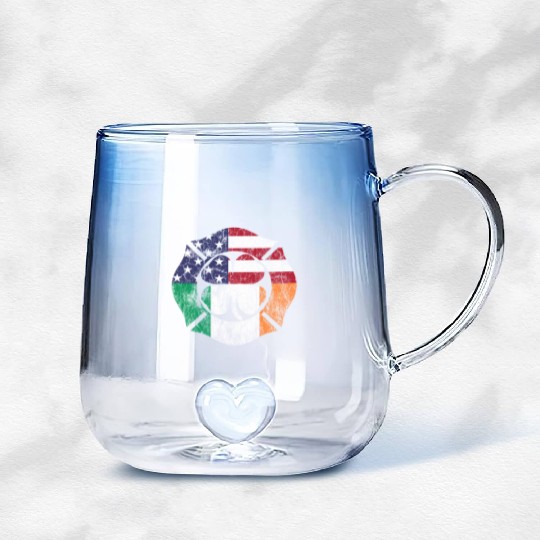 Firefighter St Patric Day Irish American Flag Gradient Glass Mugs