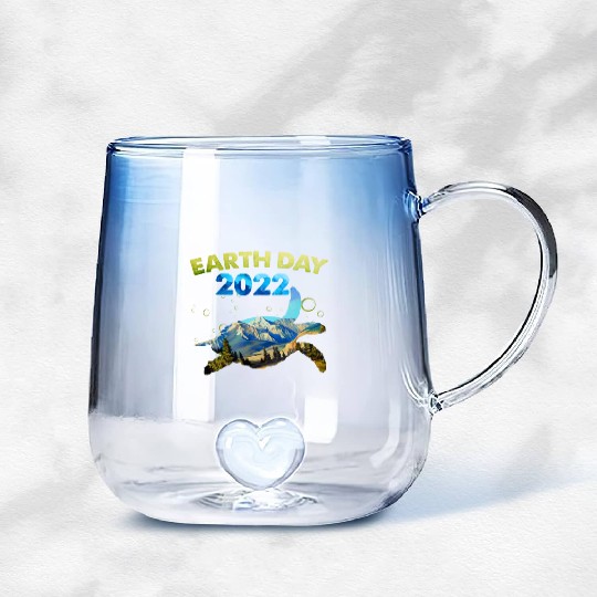 Sea Turtle Earth Day Everyday 2022 Planet World Gradient Glass Mugs