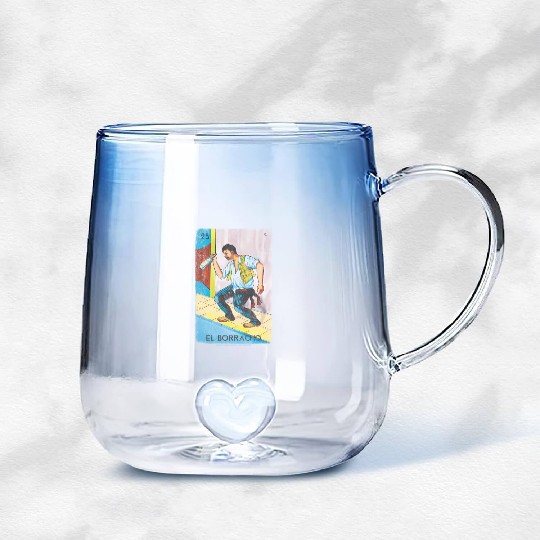 Loteria El Borracho Colorful Tarot Card Gradient Glass Mugs