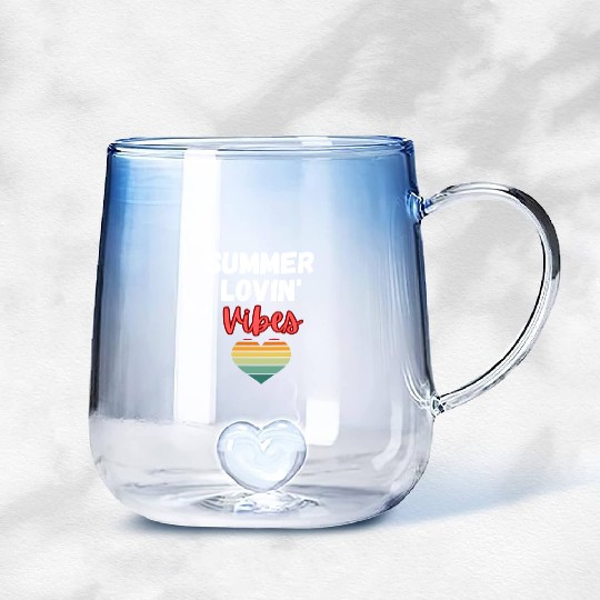 Summer Lovin' Vibes Design Gradient Glass Mugs