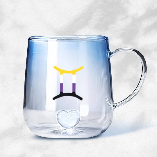 Non Binary Gemini Sign Non Binary Pride Gradient Glass Mugs