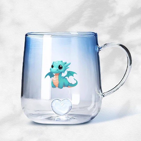 Baby Dragon Puppy Gradient Glass Mugs