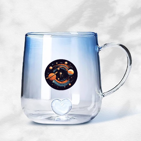 Universe Solar System Planets Gradient Glass Mugs