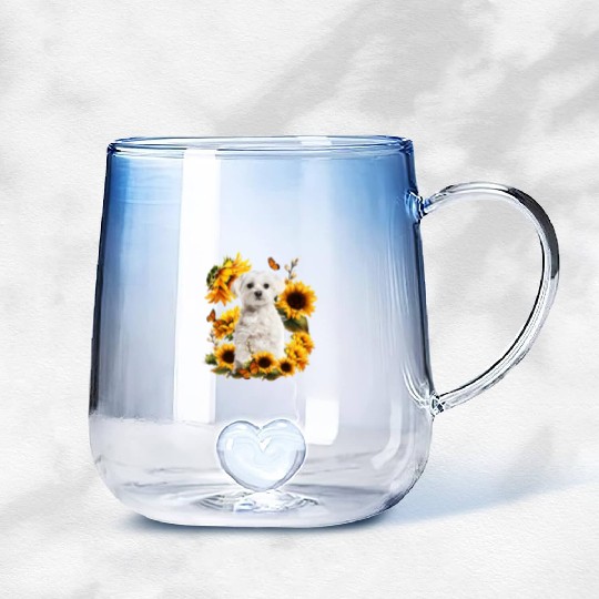 Maltese Dog Mom Mother'S Day Sunflower Maltese Mom Gradient Glass Mugs