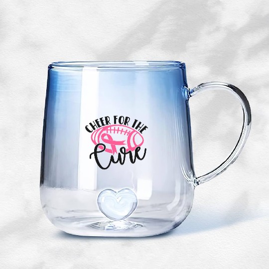 Cheer For The Cure Pink Breast Cancer Awareness Gradient Glass Mugs
