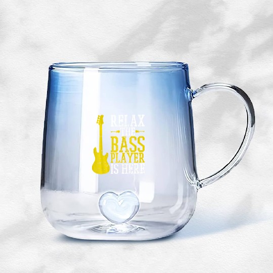 Relax The Bass Player Is Here Funny Bassist Gradient Glass Mugs