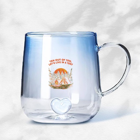 Lets Live in a Tent Camping Wildlife Camper Outdoo Gradient Glass Mugs