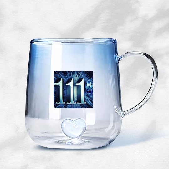Aqua Charm: Lucky 1111 Ladybug Gradient Glass Mugs
