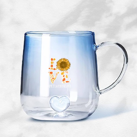 PE Teacher Love Autumn Fall Sunflower Gradient Glass Mugs