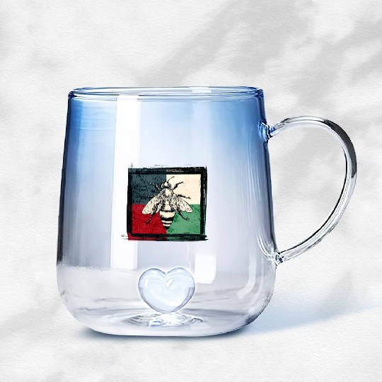 Vintage Bee Insect Colorful Illustration Gradient Glass Mugs