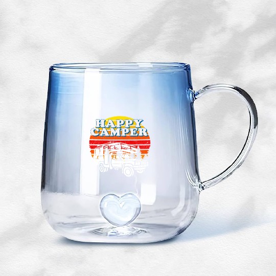 Happy Camper Funny Camping Lover Gradient Glass Mugs