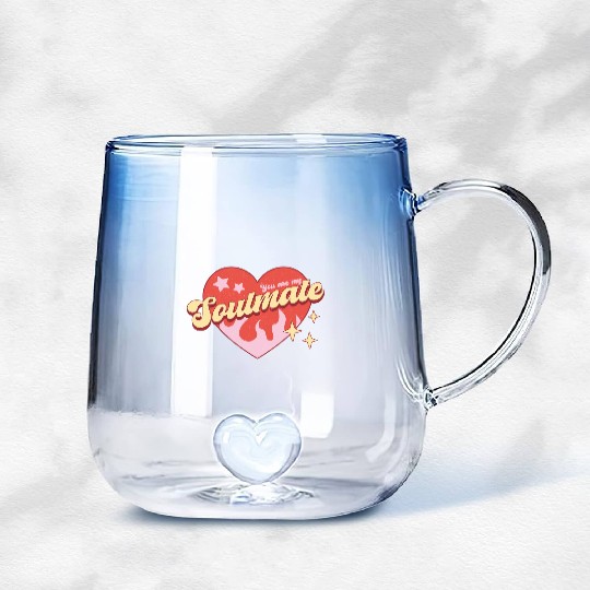 Soulmate heart valentine sublimation trending Gradient Glass Mugs