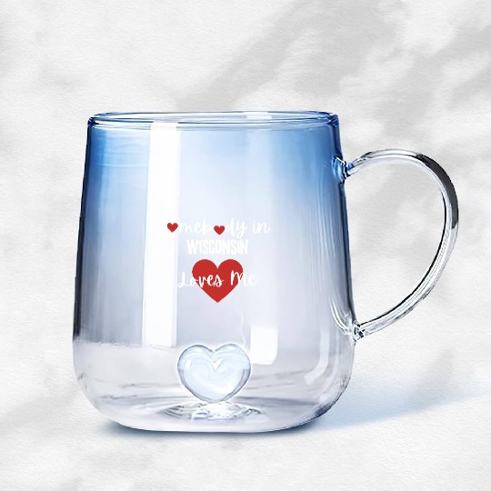 Somebody in Wisconsin Loves Me Gradient Glass Mugs