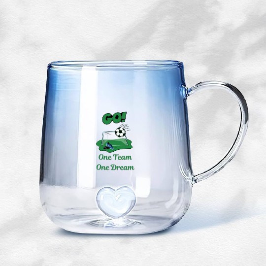 Soccer Star One Team and One Dream Lets Go Gradient Glass Mugs
