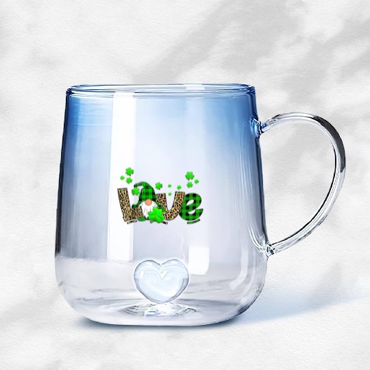 Bleached Love St Patric Day Gnomes Shamrock For Gradient Glass Mugs