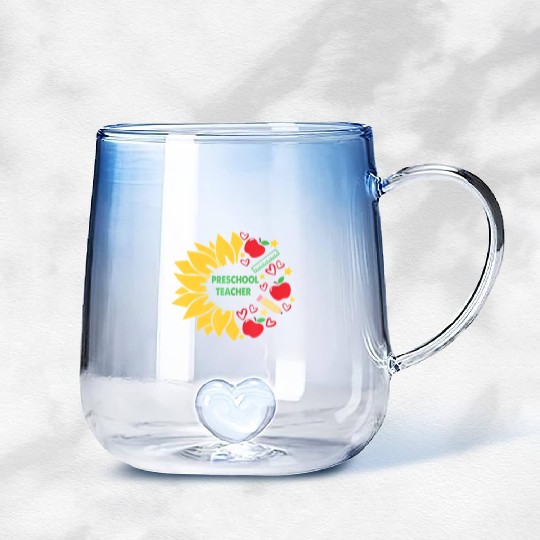 Preschool Teacher Sunflower Back To School Gradient Glass Mugs