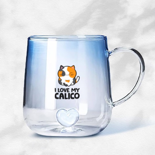 Calico Cat Owner I Love My Calico Gradient Glass Mugs