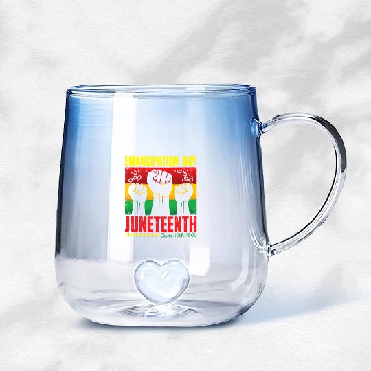 Ecipation Day 1865 African American Juneteenth Fla Gradient Glass Mugs