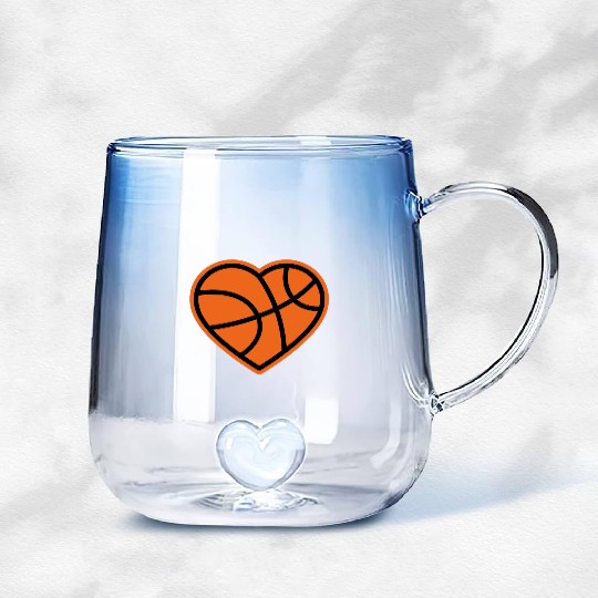 I love Basketball Players Gradient Glass Mugs