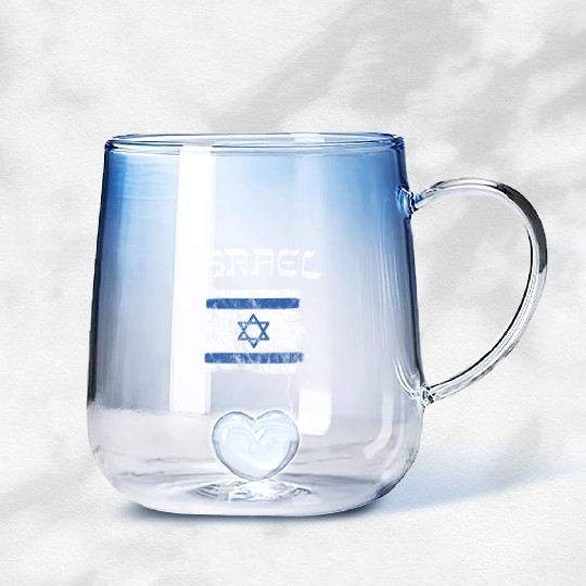 Israel Flag Gradient Glass Mugs