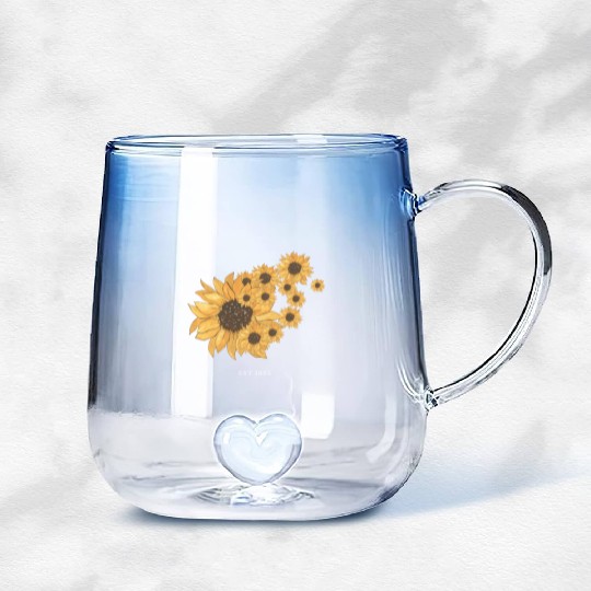 Aesthetic Sunflower Gradient Glass Mugs