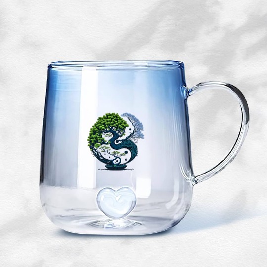 Harmony Unveiled - Yin and Yang Bonsai Gradient Glass Mugs