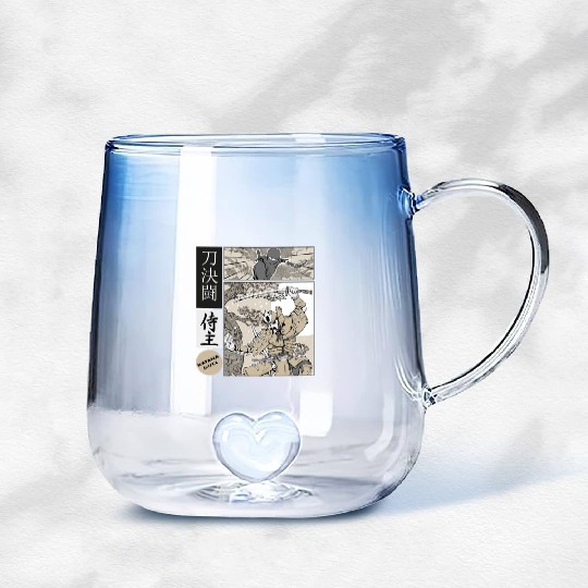 Katana Samurai Vs Ninja Warrior Comic Strip style Gradient Glass Mugs