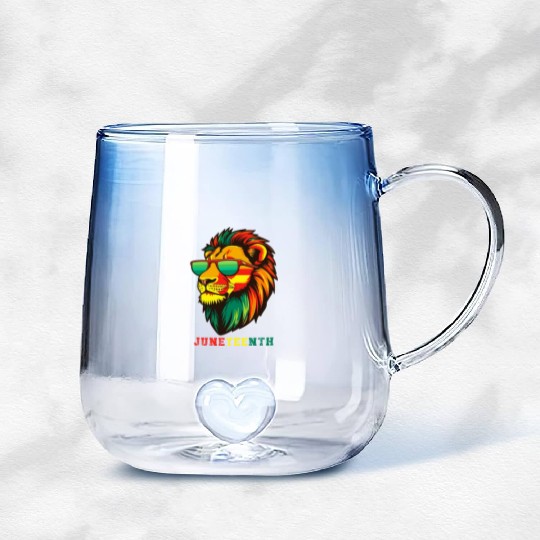 Lion Juneteenth African American Black History Gradient Glass Mugs
