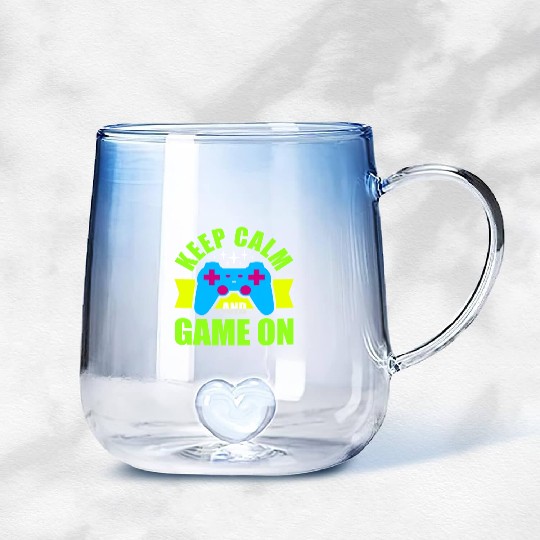 Keep Calm and Game On nostalgia Gradient Glass Mugs