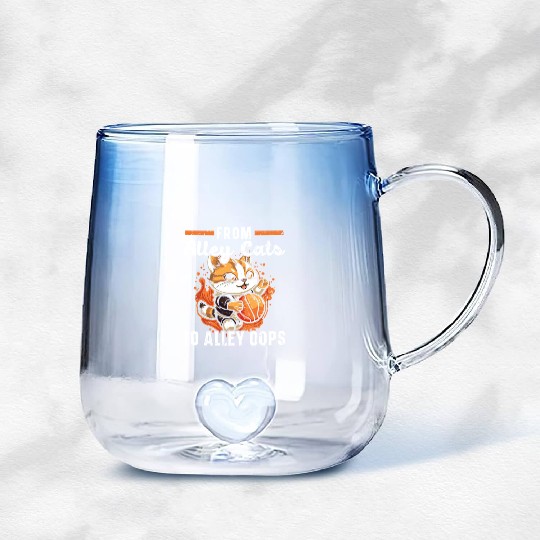 Basketball Cat Basketball Player I Love Basketball Gradient Glass Mugs