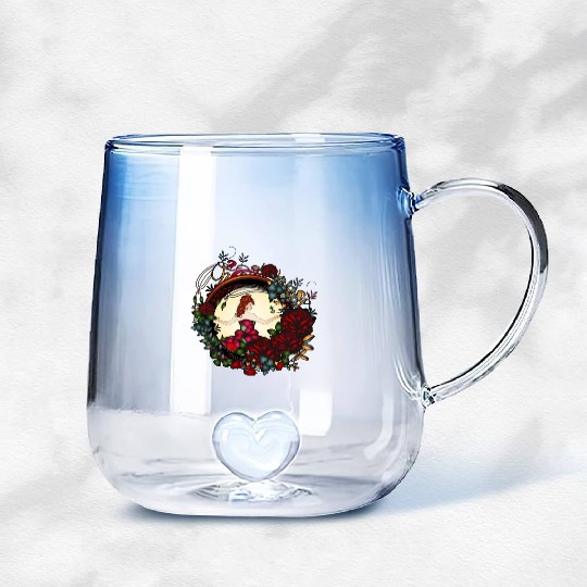 Art Nouveau princess in the rose garden Gradient Glass Mugs