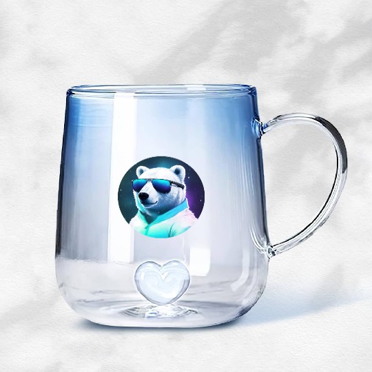 Cool polar bear with sunglasses Gradient Glass Mugs