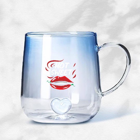 Red Hot Sweet Pepper Lips Gradient Glass Mugs