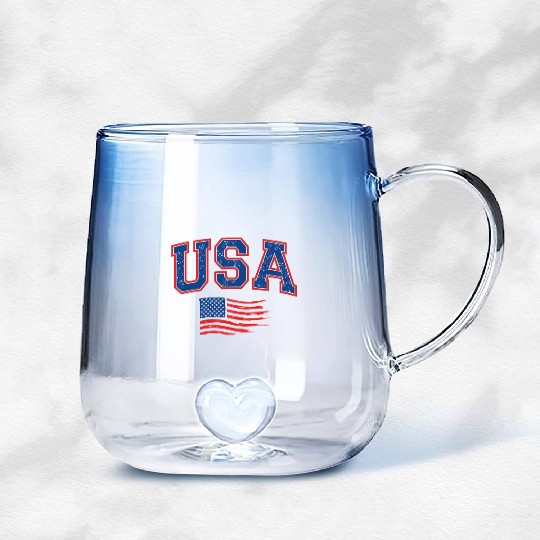 4th Of July US Flag American Gradient Glass Mugs